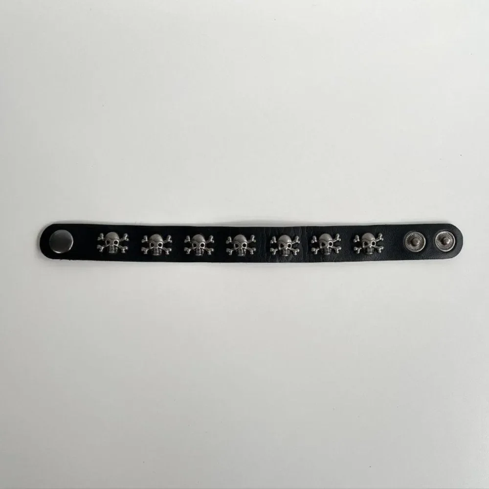 Y2K 2000s skeleton grunge punk black studded bracelet